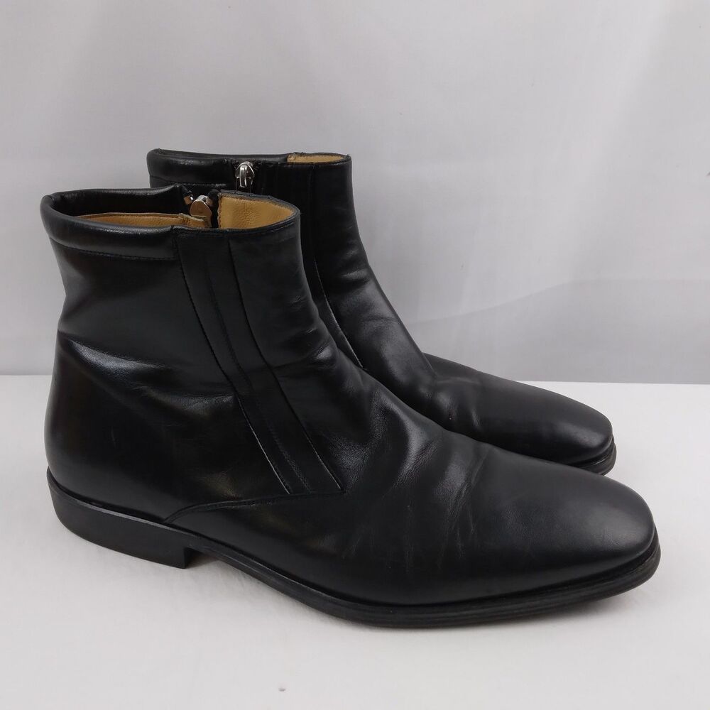 Bruno Magli ITALIAN made elegant BLACK Raspino Nappa Leather BOOTS Men's 9 W